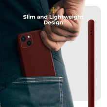 Lade das Bild in den Galerie-Viewer, Moozy Minimalist Series Silicone Case for iPhone 13, Wine Red - Matte Finish Lightweight Mobile Phone Case Slim Soft Protective
