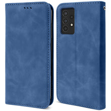 Lade das Bild in den Galerie-Viewer, Moozy Marble Blue Flip Case for Samsung A52s 5G and Samsung A52 - Flip Cover Magnetic Flip Folio Retro Wallet Case with Card Holder and Stand, Credit Card Slots, Kickstand Function
