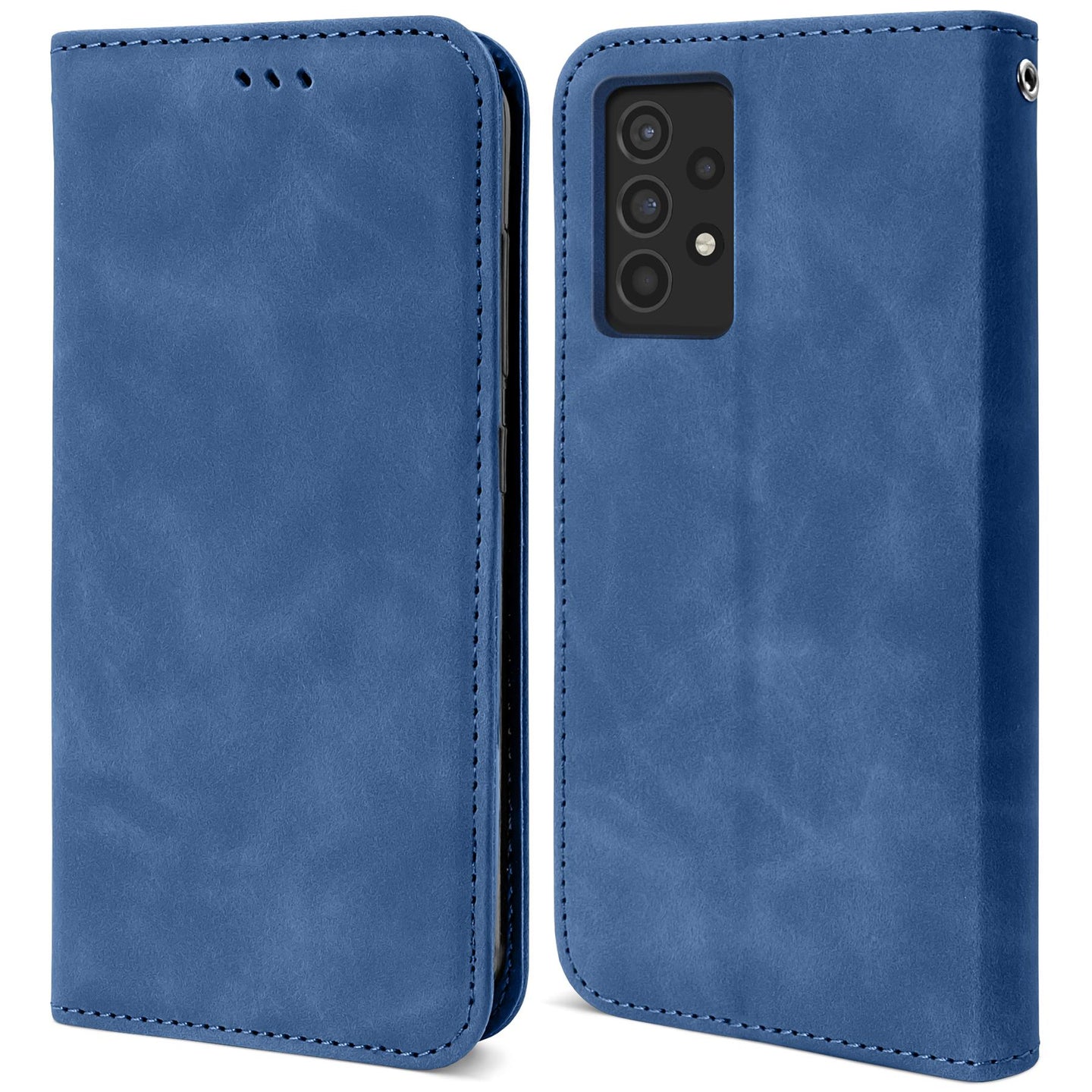 Moozy Marble Blue Flip Case for Samsung A52s 5G and Samsung A52 - Flip Cover Magnetic Flip Folio Retro Wallet Case with Card Holder and Stand, Credit Card Slots, Kickstand Function