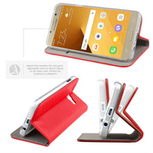 Load image into Gallery viewer, Moozy Case Flip Cover for Samsung A5 2017, Red - Smart Magnetic Flip Case with Card Holder and Stand
