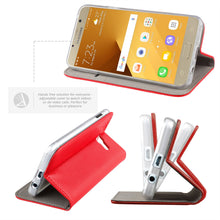 Cargar imagen en el visor de la galería, Moozy Case Flip Cover for Samsung A5 2017, Red - Smart Magnetic Flip Case with Card Holder and Stand
