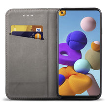 Lade das Bild in den Galerie-Viewer, Moozy Case Flip Cover for Samsung A21s, Black - Smart Magnetic Flip Case with Card Holder and Stand
