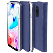 Afbeelding in Gallery-weergave laden, Moozy Case Flip Cover for Xiaomi Redmi 8, Dark Blue - Smart Magnetic Flip Case with Card Holder and Stand
