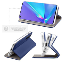 Załaduj obraz do przeglądarki galerii, Moozy Case Flip Cover for Oppo A72, Oppo A52 and Oppo A92, Dark Blue - Smart Magnetic Flip Case with Card Holder and Stand
