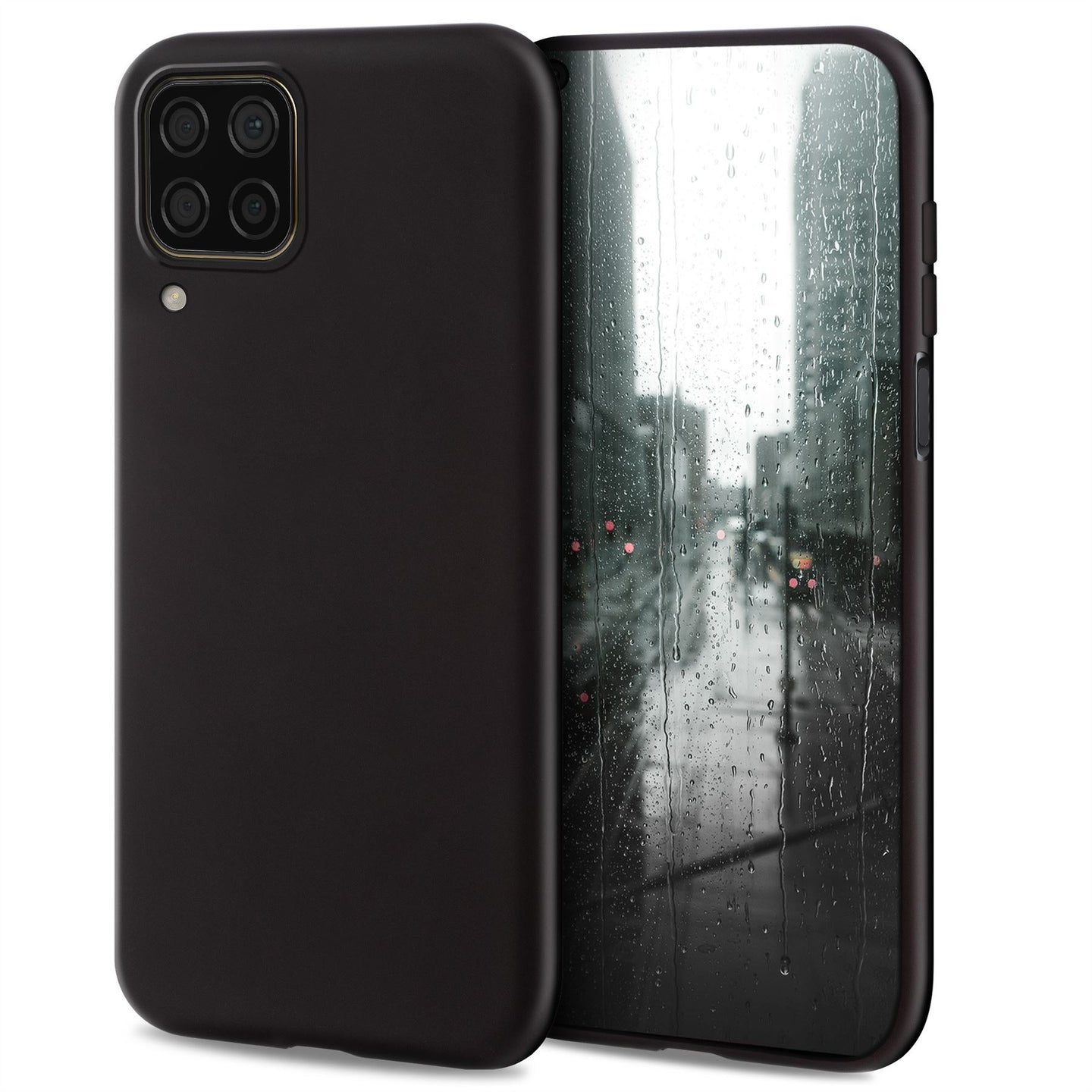 Moozy Minimalist Series Silicone Case for Huawei P40 Lite, Black - Matte Finish Slim Soft TPU Cover