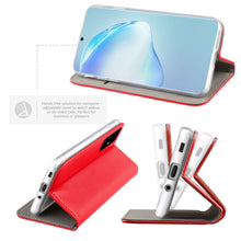 Carica l&#39;immagine nel visualizzatore di Gallery, Moozy Case Flip Cover for Samsung S20, Red - Smart Magnetic Flip Case with Card Holder and Stand
