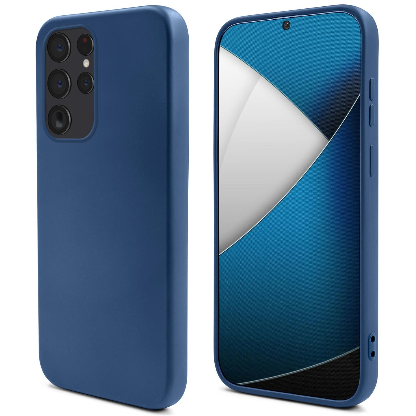 Moozy Lifestyle. Silicone Case for Samsung S23 Ultra, Midnight Blue - Liquid Silicone Lightweight Cover with Matte Finish and Soft Microfiber Lining, Premium Silicone Case