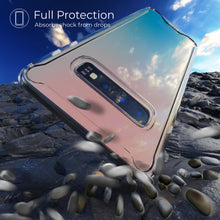 Cargar imagen en el visor de la galería, Moozy Xframe Shockproof Case for Samsung S10 - Transparent Rim Case, Double Colour Clear Hybrid Cover with Shock Absorbing TPU Rim
