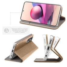 Carica l&#39;immagine nel visualizzatore di Gallery, Moozy Case Flip Cover for Xiaomi Redmi Note 10 and Redmi Note 10S, Gold - Smart Magnetic Flip Case Flip Folio Wallet Case
