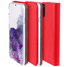 Load image into Gallery viewer, Moozy Case Flip Cover for Samsung S20 Plus, Red - Smart Magnetic Flip Case with Card Holder and Stand
