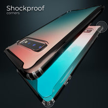 Cargar imagen en el visor de la galería, Moozy Xframe Shockproof Case for Samsung S10 - Black Rim Transparent Case, Double Colour Clear Hybrid Cover with Shock Absorbing TPU Rim
