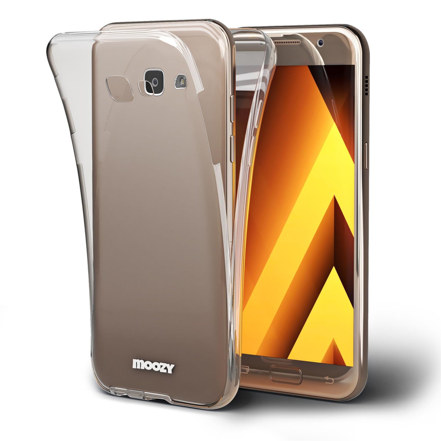 Moozy 360 Degree Case for Samsung A5 2017 - Full body Front and Back Slim Clear Transparent TPU Silicone Gel Cover