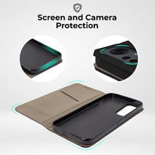 Carica l&#39;immagine nel visualizzatore di Gallery, Moozy Case Flip Cover for Xiaomi 12 and Xiaomi 12X, Black - Smart Magnetic Flip Case Flip Folio Wallet Case with Card Holder and Stand, Credit Card Slots, Kickstand Function
