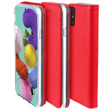 Załaduj obraz do przeglądarki galerii, Moozy Case Flip Cover for Samsung A51, Red - Smart Magnetic Flip Case with Card Holder and Stand
