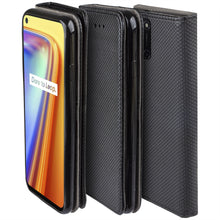 Załaduj obraz do przeglądarki galerii, Moozy Case Flip Cover for Realme 7 Pro, Black - Smart Magnetic Flip Case with Card Holder and Stand
