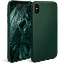 Ladda upp bild till gallerivisning, Moozy Minimalist Series Silicone Case for iPhone X and iPhone XS, Midnight Green - Matte Finish Slim Soft TPU Cover
