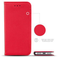 Załaduj obraz do przeglądarki galerii, Moozy Case Flip Cover for Huawei P9 Lite, Red - Smart Magnetic Flip Case with Card Holder and Stand
