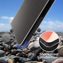 Cargar imagen en el visor de la galería, Moozy Wallet Case for iPhone X, iPhone XS, Black Carbon – Metallic Edge Protection Magnetic Closure Flip Cover with Card Holder
