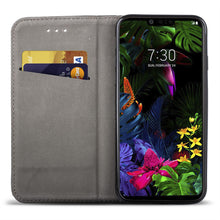 Carica l&#39;immagine nel visualizzatore di Gallery, Moozy Case Flip Cover for LG G8S ThinQ, Black - Smart Magnetic Flip Case with Card Holder and Stand
