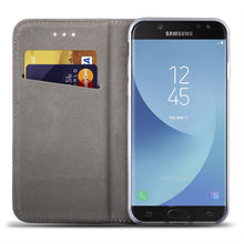 Załaduj obraz do przeglądarki galerii, Moozy Case Flip Cover for Samsung J5 2017, Dark Blue - Smart Magnetic Flip Case with Card Holder and Stand
