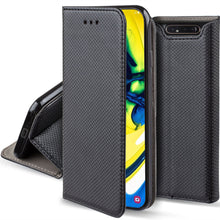 Carica l&#39;immagine nel visualizzatore di Gallery, Moozy Case Flip Cover for Samsung A80, Black - Smart Magnetic Flip Case with Card Holder and Stand
