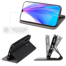 Charger l&#39;image dans la galerie, Moozy Case Flip Cover for Xiaomi Redmi Note 8T, Black - Smart Magnetic Flip Case with Card Holder and Stand
