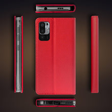 Carica l&#39;immagine nel visualizzatore di Gallery, Moozy Case Flip Cover for Xiaomi Redmi Note 10 5G and Poco M3 Pro 5G, Red - Smart Magnetic Flip Case Flip Folio Wallet Case with Card Holder and Stand, Credit Card Slots, Kickstand Function
