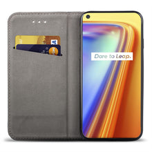 Lade das Bild in den Galerie-Viewer, Moozy Case Flip Cover for Realme 7 Pro, Black - Smart Magnetic Flip Case with Card Holder and Stand
