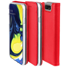 Cargar imagen en el visor de la galería, Moozy Case Flip Cover for Samsung A80, Red - Smart Magnetic Flip Case with Card Holder and Stand
