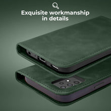 Carica l&#39;immagine nel visualizzatore di Gallery, Moozy Marble Green Flip Case for Samsung A52s 5G and Samsung A52 - Flip Cover Magnetic Flip Folio Retro Wallet Case with Card Holder and Stand, Credit Card Slots, Kickstand Function

