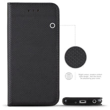 Cargar imagen en el visor de la galería, Moozy Case Flip Cover for LG Q6, Black - Smart Magnetic Flip Case with Card Holder and Stand
