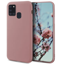 Afbeelding in Gallery-weergave laden, Moozy Minimalist Series Silicone Case for Samsung A21s, Rose Beige - Matte Finish Slim Soft TPU Cover
