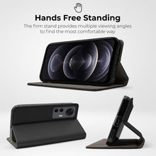 Load image into Gallery viewer, Moozy Case Flip Cover for Xiaomi 12 and Xiaomi 12X, Black - Smart Magnetic Flip Case Flip Folio Wallet Case with Card Holder and Stand, Credit Card Slots, Kickstand Function

