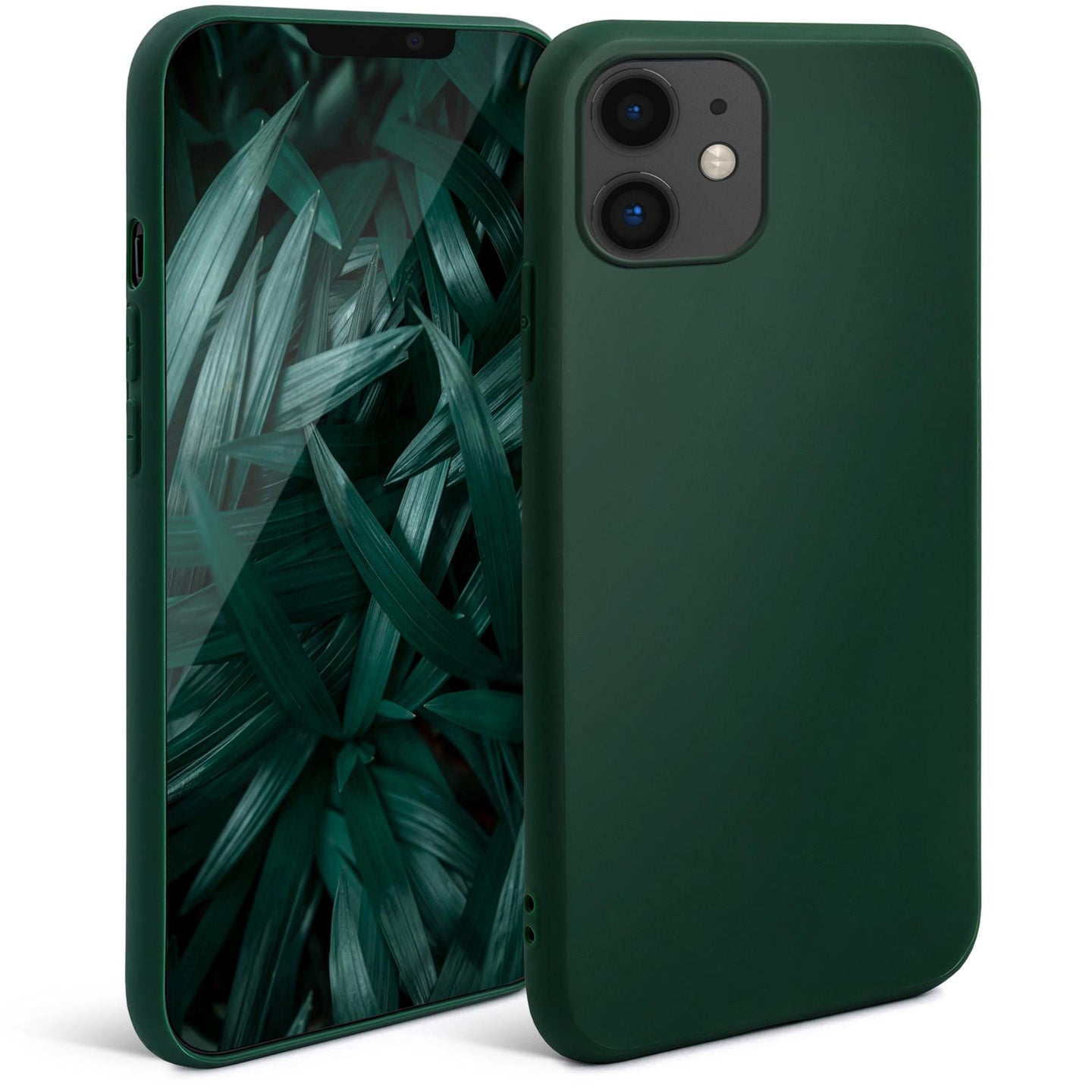 Moozy Minimalist Series Silicone Case for iPhone 11, Midnight Green - Matte Finish Slim Soft TPU Cover
