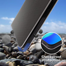 Załaduj obraz do przeglądarki galerii, Moozy Wallet Case for Huawei P40 Lite, Black Carbon – Metallic Edge Protection Magnetic Closure Flip Cover with Card Holder
