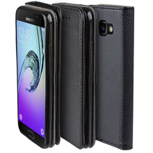 Carica l&#39;immagine nel visualizzatore di Gallery, Moozy Case Flip Cover for Samsung A5 2016, Black - Smart Magnetic Flip Case with Card Holder and Stand
