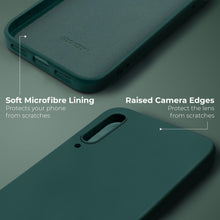 Lade das Bild in den Galerie-Viewer, Moozy Lifestyle. Silicone Case for Samsung A50, Dark Green - Liquid Silicone Lightweight Cover with Matte Finish and Soft Microfiber Lining, Premium Silicone Case
