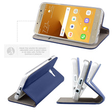 Cargar imagen en el visor de la galería, Moozy Case Flip Cover for Samsung A5 2017, Dark Blue - Smart Magnetic Flip Case with Card Holder and Stand
