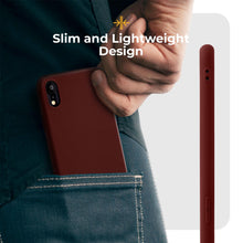 Ladda upp bild till gallerivisning, Moozy Minimalist Series Silicone Case for iPhone XR, Wine Red - Matte Finish Slim Soft TPU Cover
