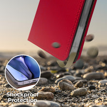 Load image into Gallery viewer, Moozy Case Flip Cover for Xiaomi 11T and Xiaomi 11T Pro, Red - Smart Magnetic Flip Case Flip Folio Wallet Case with Card Holder and Stand, Credit Card Slots, Kickstand Function
