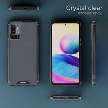 Cargar imagen en el visor de la galería, Moozy Xframe Shockproof Case for Xiaomi Redmi Note 10 5G and Poco M3 Pro 5G - Black Rim Transparent Case, Double Colour Clear Hybrid Cover with Shock Absorbing TPU Rim
