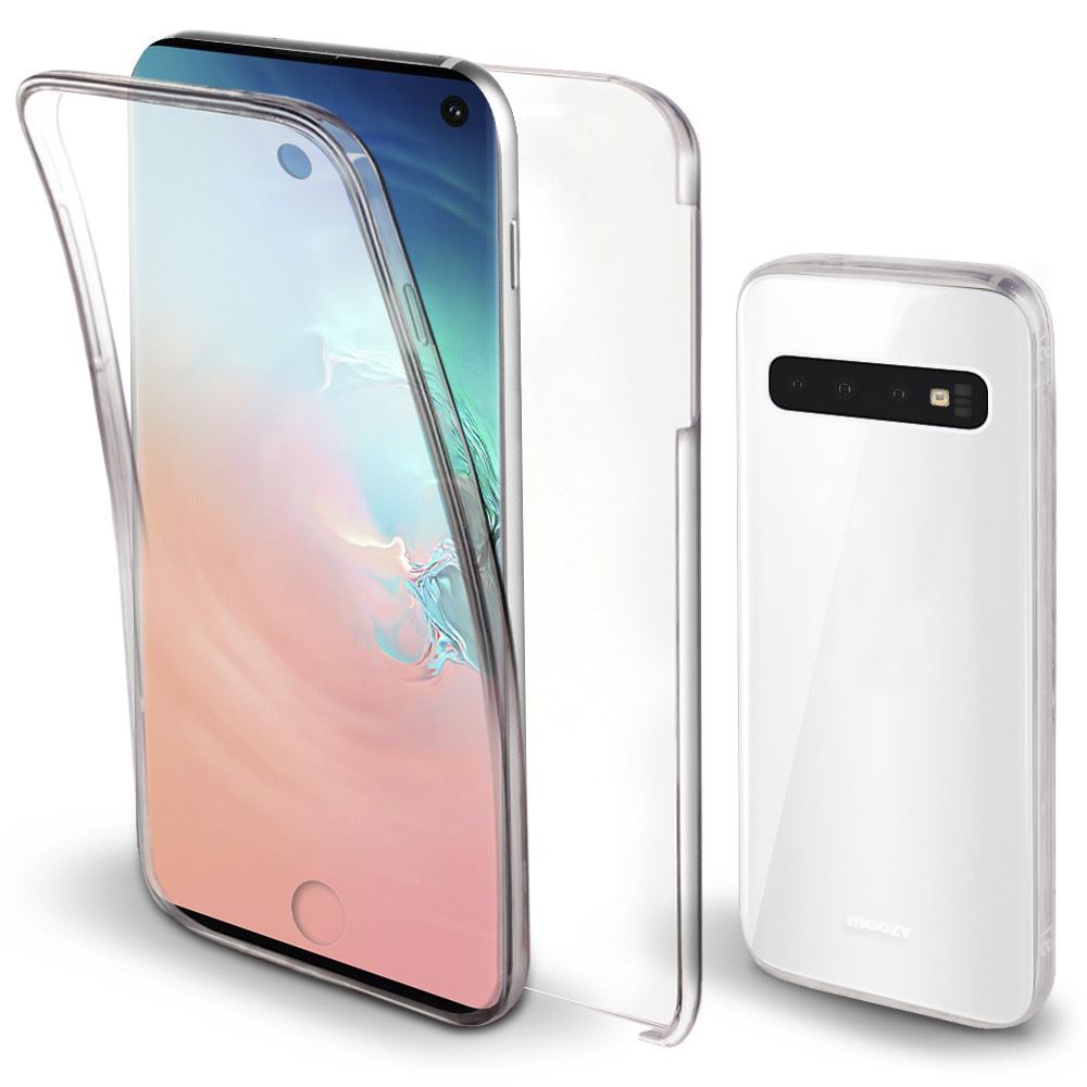 Moozy 360 Degree Case for Samsung S10 - Transparent Full body Slim Cover - Hard PC Back and Soft TPU Silicone Front