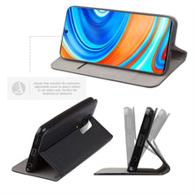 Lade das Bild in den Galerie-Viewer, Moozy Case Flip Cover for Xiaomi Redmi Note 9S and Xiaomi Redmi Note 9 Pro, Black - Smart Magnetic Flip Case with Card Holder and Stand
