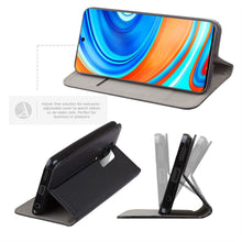 Cargar imagen en el visor de la galería, Moozy Case Flip Cover for Xiaomi Redmi Note 9S and Xiaomi Redmi Note 9 Pro, Black - Smart Magnetic Flip Case with Card Holder and Stand
