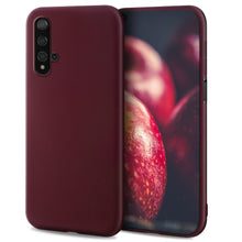 Cargar imagen en el visor de la galería, Moozy Minimalist Series Silicone Case for Huawei Nova 5T and Honor 20, Wine Red - Matte Finish Slim Soft TPU Cover
