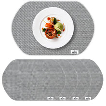 Load image into Gallery viewer, VILSTO Dining Table Place Mats, PVC Table Protector Heat Resistant, Plastic Tablecloth, Dinner Set Table Mats, Round Placemats Set of 4, Grey
