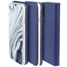 Lade das Bild in den Galerie-Viewer, Moozy Case Flip Cover for Xiaomi Mi 10 and Xiaomi Mi 10 Pro, Dark Blue - Smart Magnetic Flip Case with Card Holder and Stand
