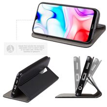Lade das Bild in den Galerie-Viewer, Moozy Case Flip Cover for Xiaomi Redmi 8, Black - Smart Magnetic Flip Case with Card Holder and Stand
