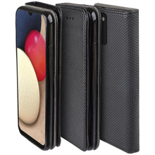 Cargar imagen en el visor de la galería, Moozy Case Flip Cover for Samsung A02S, Black - Smart Magnetic Flip Case Flip Folio Wallet Case with Card Holder and Stand, Credit Card Slots10,99
