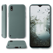 Carica l&#39;immagine nel visualizzatore di Gallery, Moozy Minimalist Series Silicone Case for Samsung A10, Blue Grey - Matte Finish Slim Soft TPU Cover
